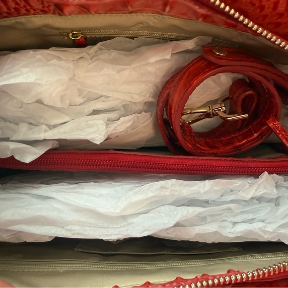 Brahmin Small Finley Satchel Embrace Red Ombre Melbourne Leather - Picture 5 of 8